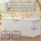 8pk Spandex Ivory Tablecloths for 6 Foot Rectangle Tables, Stretch Table Cloths 6ft Fitted Table Cover Desk Skirt for Parties Weddings Birthday Banquet Baby Shower - Image 5