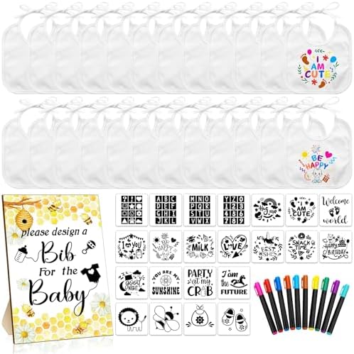 Newwiee 55 Pcs White Baby Bibs DIY Bib Decorating Design by Newwiee