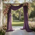 Plum Purple Wedding Arch Draping Fabric Sheer Curtain Drapes 4 Panels | 20 ft Extra Long Shimmery Backdrop Curtains for Wedding Anniversary Party Summer Outdoor Events Drapery Backgrounds by Aeviusmo