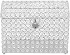 Crystal Wedding Card Box with Heart Lock Wedding Money Box Treasure Chest Silver Bead Card Receiving Memory Storage for Wedding Reception Birthday Graduation Baby Shower Party (Silver) by Unknown