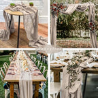 12 Pcs Cheesecloth Table Runner 10FT Rose Brown Runner for Tables Gauze Fabric 35 x 120 Inches Long Boho Table Runner Decor Rustic Sheer Runner for Wedding Birthday Bridal Shower Party (Rose Brown) - Image 6