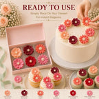 CONFECT Handmade Edible Gum Paste Flower Decorations – Vintage Blossom Collection – 60 Piece Assorted Sugar Flower Set with Pearl Centers, Hand Cut Cake Flowers for Cakes, Cupcakes & Desserts - Image 6
