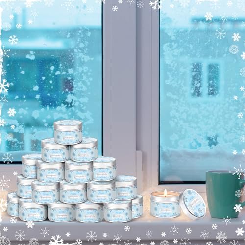MTLEE 24 Pcs Baby Shower Candle, Snowflakes, Blue, 1.2 oz - Image 4