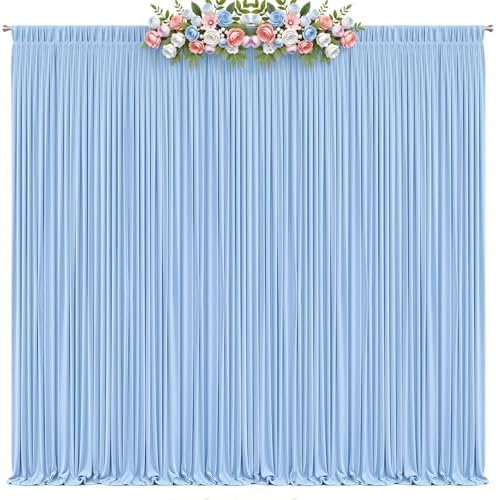 10x10ft Baby Blue Backdrop Curtain for Baby Shower Parties Wrinkle Free Fabric Backdrop Curtain Wedding Photo Backdrop Drapes for Boy Birthday Party Gender Reveal Photography Back Drop 2 Panels 5x10FT - Image 2