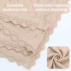 LifeTree Knit Baby Blanket & Hat, 100% Cotton Soft Swaddle & Receiving Blanket for Toddler, Lightweight & Breathable Newborn Blanket Unisex for Crib, Stroller, 31X40 Inches, Shower Registry Gift,Khaki - Image 3