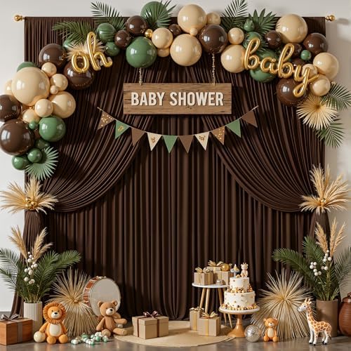 30x10ft Brown Backdrop Curtain Panels for Parties - Wrinkle Free Polyester Photo Curtain Backdrop Wedding Back Drop Fabric Drapes for Party Decorations Background for Photography - Image 6