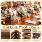 6 Pcs Wooden Vase for Centerpieces Vintage Wood Storage Crates Boxes Design Farmhouse Decorative Wedding Flower Baskets Table Centerpieces Woodland Party for Baby Shower Art Craft (Retro) - Image 3
