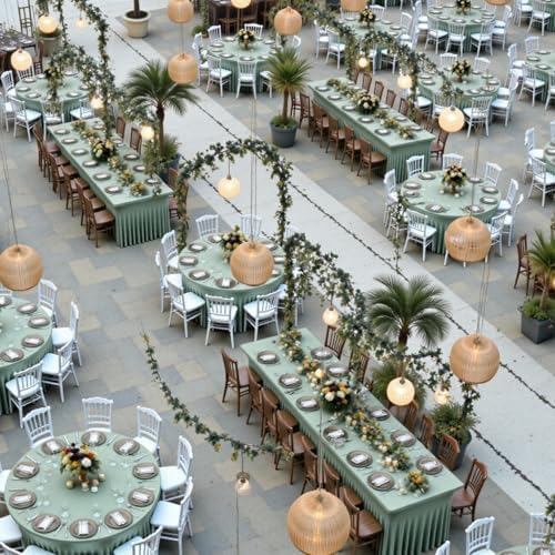 6 Pack Sage Green Spandex Round Tablecloths for 60 inch Table, Wrinkle Free Stretchy 120inch Fitted 5FT Round Table Cover Cloths with Skirt for Wedding Party Dining Banquet - Image 7