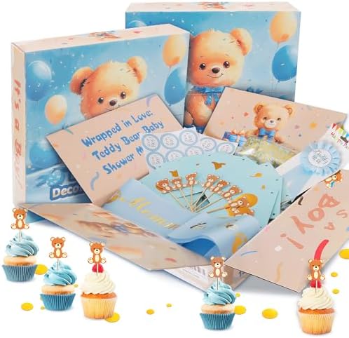 Party Spot！Bear Baby Shower Decorations Boy,80 pcs Balloons,4 Wood Grain Blocks with Letter,"We can bearly wait" Backdrop,Banner,Tablecloth,Balloon Pump, Blue Brown Bear Theme - Image 7