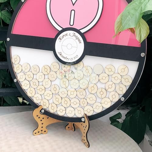 Personalized Wooden Love Ball Rustic Wedding Guest Book Alternative - Image 3