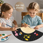 WAYASDCU 100pcs Paper Fans Handheld Folding Fans Bulk Fans for Line Dancing Bulk Black Wedding Fans Folding Fans Handheld for Guest Dancing Party DIY Craft Photo Props Wall Decoration - Image 2