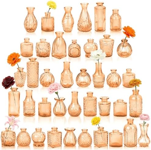 Glass Bud Vases in Bulk Small Mini Amber Vase for Flowers 40pc by PXDSDXJJWEDDING%EF%BC%86HOMEDECOR