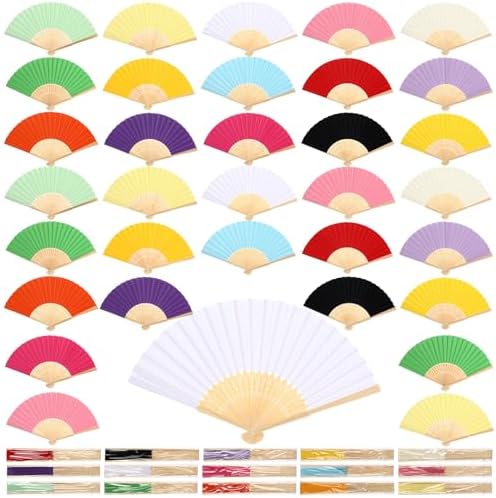 Qunclay 150 Pcs Paper Fans for Weddings Handheld Folding Fan, Bright Color by Qunclay
