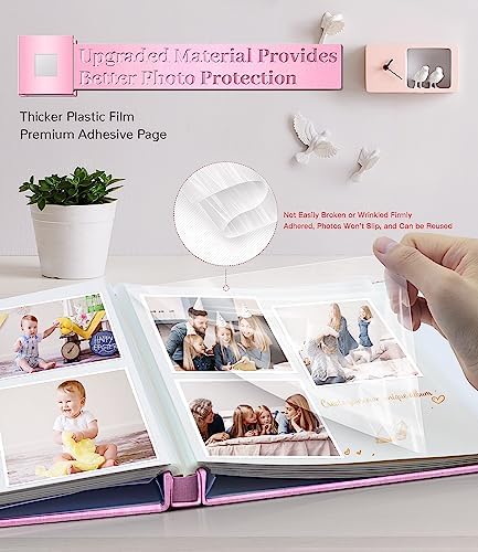 Artfeel Photo Album Self Adhesive Scrapbook Album for 3x5 4x6 5x7 8x10 Pictures,60 Pages Linen Cover with Display Window DIY Photo Book,Ideal Gifts for Family Travel Wedding Baby - Image 3