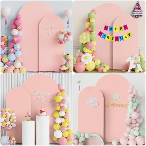 Wokceer Arch Backdrop Cover 7.2FT, 6FT Pale Pink Arch Cover Stretchy - Image 5