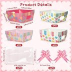 OSNIE Sweet Candy Heart Empty Gifts Baskets with Cellophane Bags and Ribbons Bows, 24 Set Colorful Tray Cardboard Gift Baskets for Romantic Things to Fill Wedding Birthday Anniversary Decor - Image 2
