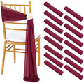 Burgundy Chair Sashes for Wedding: 16 Pieces 8ft Long Sheer Draping Fabric – Christmas Reception Party Hotel Event Chair Decorations by Fanqisi