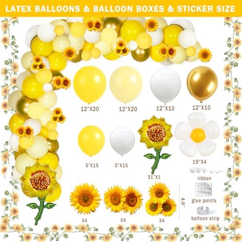 Hombae Sunflower Baby Shower Decorations, Baby Shower Decorations, Sunflower Themed Balloon It’s a Girl Backdrop Welcome Baby Glitter Banner Box Cutouts Cake Topper Daisy Sunflower Gold Yellow - Image 4