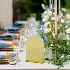 Gold Mirror Arch Wedding Table Numbers 1-20 with Stands, 5x7 Inch Acrylic Arch Sign with Holder, Gold Arch Acrylic Table Numbers for Wedding Reception(1-20, 5"x7") - Image 6