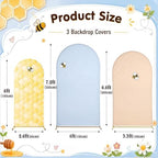 Tegeme Honey Bee Arch Backdrop Covers (7.2ft, 6.6ft, 6ft) Set of 3 Stretchy Fabric Fitted Wedding Arch Stand Covers for Bee Honey Theme Birthday Party Wedding Bridal Birthday Banquet Decoration - Image 2