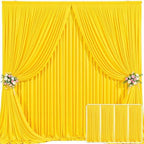4 Panels Yellow Backdrop Curtain for Parties Wrinkle Free Lemon Yellow Photo Curtains Backdrop Drapes Fabric Decoration for Birthday Party Wedding Baby Shower 20ft(W) x 10ft(H) by Tao-GePartyDecorations