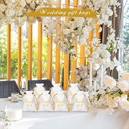 Roowest 5 x 7 Inch 100 Pcs Thank You Satin Gift Bags, White - Image 5