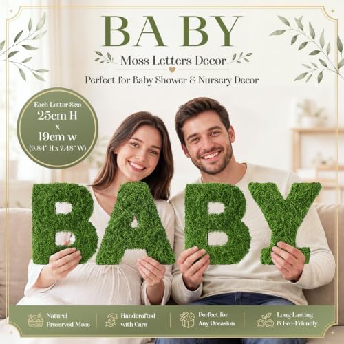 4 Pcs Moss Baby Letter Centerpiece, Green Grass Alphabet - Image 2
