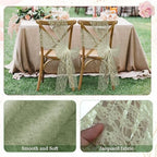 VitalCozy 50 Pack Sage Green Lace Chair Sashes with Bows Wedding Decor - Image 4