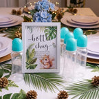 Funny Bottle Chug Baby Shower Drinking Game for 15 Guests, Includes 15 Pack 8.5oz Baby Bottles with Nipples & Standing Wood Framed Sign, Western Cowboy Baby Shower Favors & Party Activities(Wathet) - Image 5
