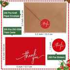 Gueevin 200 Pcs Thank You Cards with Envelopes Stickers, 3.5x5", Red, Green - Image 2