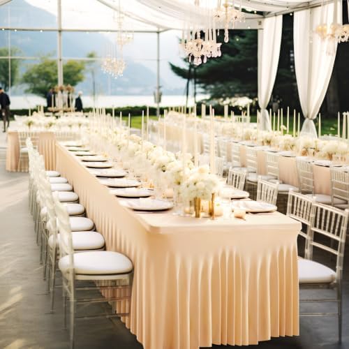 6 Packs Dark Champagne Spandex Tableclothes for 6 Foot Rectangle Tables, Wrinkle Free 6ft Fitted Table Cover Stretch Table Cloth Desk Skirt for Weddings Baby Shower Birthday Party Banquet Decorations - Image 7