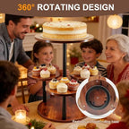 4 Tier Round Cupcake Tower Stand for 50 Cupcakes, 360° Rotating Wood Cake Stand with Tiered Trays, Farmhouse Cookie Stand for Dessert Table Display for Wedding Birthday Baby Shower Tea Party - Image 3