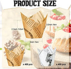 Potchen 800 Pcs Tulip Cupcake Liners Baking Cups,Newspaper,Retro Style - Image 3