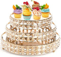 Goaste 3 Pack Crystal Cake Display Stand with Mirror, 14" 12" 10" Metal Pedestal Gold Round Cake Plate Stand, Dessert Cookies Fruit Serving Tray with Shining Crystal Beads for Wedding, Birthday Party by Goaste