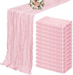 12 Pack Cheesecloth Table Runner 35 x 120 inch Long Boho Cheese Cloth Gauze Table Runners Semi Sheer Table Runner for Wedding Decor, Bridal Shower, Birthday Party (Light Pink) by YMHPRIDE
