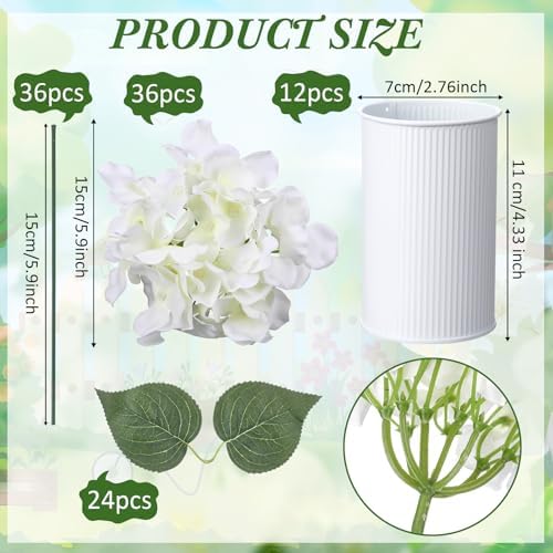 Zeyune White 12 Sets Flower Table Centerpieces, Artificial Hydrangeas - Image 2