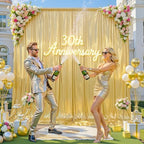20ft x 10ft Gold Sequin Backdrop Curtains for Party Wedding Shimmer Curtain Backdrop Prom Sparkly Glitter Fabric Photo Backdrop Drapes for Birthday Party Photography Baby Shower 5x10FT, 4 Panels - Image 4