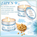 MTLEE Flowers 24 Pcs Baby Shower Party Favors Candles Lavender Scented Baby Shower Favors for Guests Rustic Tealights Candles Gender Reveal Return Gifts(Blue, 1.2 oz) - Image 3