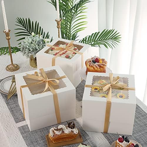 Moretoes 28pcs Cake Boxes, 10”x10”x8” Bakery Boxes for Pastries, Desserts - Image 5