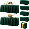 Green Polyester Table Cloths for Rectangle 8 Foot Tables, 6 Pack Wrinkle Free Tablecloths Stretchy Banquet Ruffle Fitted Table Cover Desk Skirt for Parties Wedding Birthday Baby Shower by Unknown