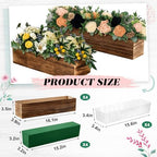 Dandat 4 Set Wood Rectangle Boxes 16x4 Inch Rustic Planter with Liner - Image 2
