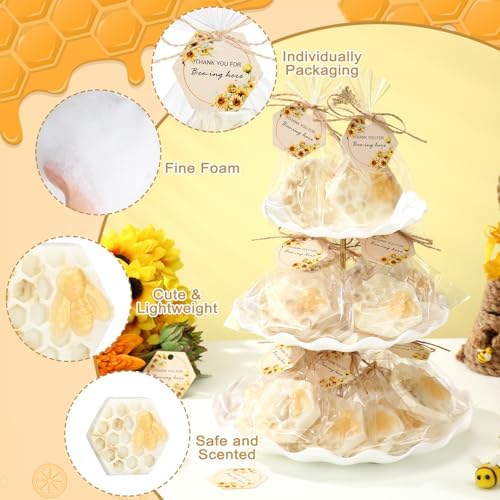Leelosp 40 Set Honey Oatmeal Soap Honeycomb Bee Themed Baby Shower Favors - Image 3