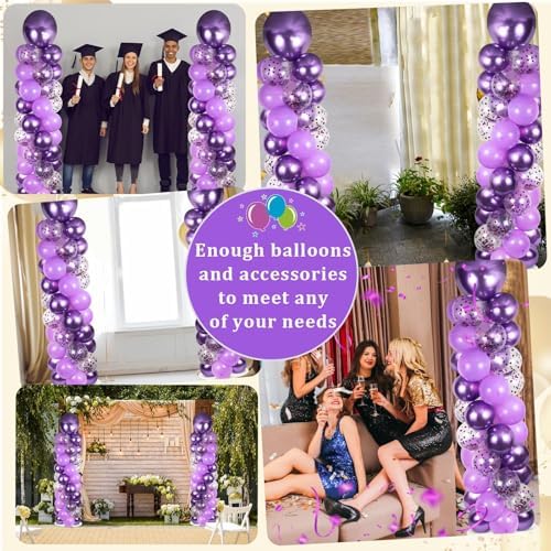 2 Sets Adjustable Balloon Column Stand Kit with Bases（Purple） - Image 6