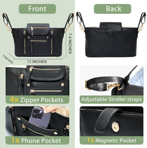 miss fong Universal Stroller Organizer with Insulated Cup Holder Stroller Caddy Baby Storage Bag with Adjustable Strap, Fits for like Uppababy, Baby Jogger, Britax, Umbrella - Image 3