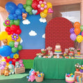 Moukeren Brick Wall Arch Cover Spandex Arch Backdrop Cover 6ft and 7.2ft for Video Games Themed Baby Shower Party Gender Reveal Baby Birthday Party Banquet Photo Arches Background Decorations Supplies by Moukeren