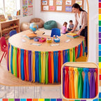 Reallnaive 14 ft x 30 Inch Table Skirt for Teacher Desk, Rainbow, Chic - Image 5