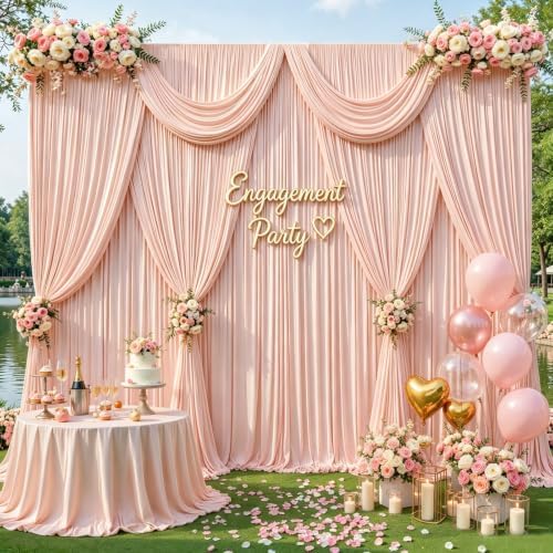 10 x 10ft Dusty Pink Backdrop Curtains, Dusty Pink Drapes for Backdrop by HBBMAGIC