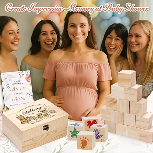 78 PCS Shower Games Sign Kit, Wooden Box and Sign, Blank Wooden Blocks for DIY Drawing, Markers, Shower Game for Gender Reveal Activity, Shower Ideas Decorations, Bear B - Image 5