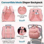 Tealari 4 in 1 Convertible Diaper Bag Backpack,Waterproof Baby Diaper Bag with Changing Pad,Converts into Baby Tote Bag,Diaper Backpack,Stroller Bag and Crossbody Diaper Bag - Image 4