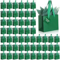 Qilery 50 Pcs Wedding Paper Gift Bags Bulk with Tissue Paper Small Gift Bags with Handle and Tags for Birthday Wedding 4th of July Party Business(Green,4.7 x 2.4 x 3.9'') by Qilery